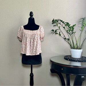 Lucky Brand Floral Square Neck Blouse Top